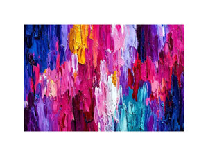 pink blue abstract impasto canvas