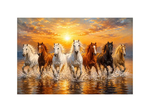 wild horses ocean canvas print