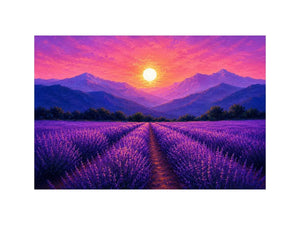 lavender field sunset landscape canvas print