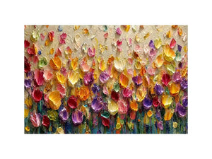colorful impasto floral canvas art