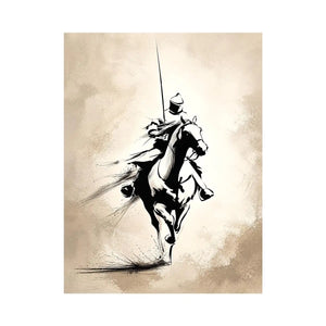black ink horse rider canvas office decor