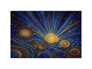 blue gold galaxy mosaic canvas print