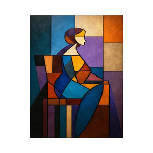 colorful cubist geometric canvas art