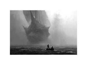 ghost ship black white canvas office decor
