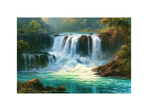 waterfall landscape turquoise water canvas living room