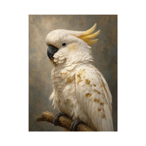 white cockatoo gold accent canvas art