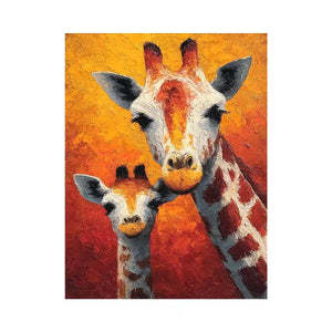 two giraffe portrait canvas
