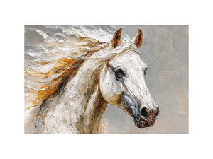 white horse rustic canvas art