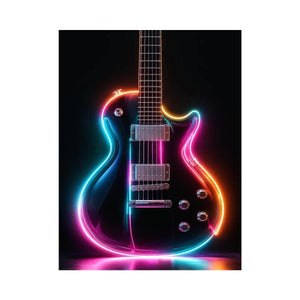neon electric guitar canvas print