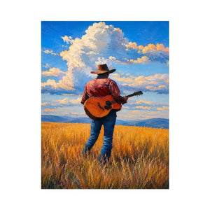 cowboy prairie guitar canvas art