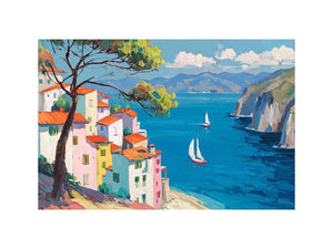 mediterranean coastal village canvas print