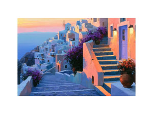 santorini village stairs canvas print