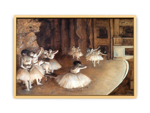 The Dance Class - The Rehearsal of the Ballet on Stage by Edgar Degas Streched canvas