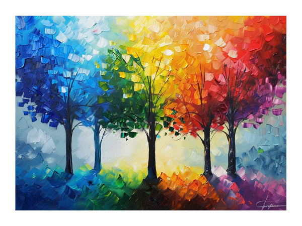 Colorfull Trees Painting Art Print