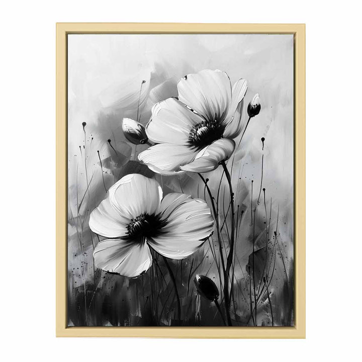Black and white Flower Painting framed Print