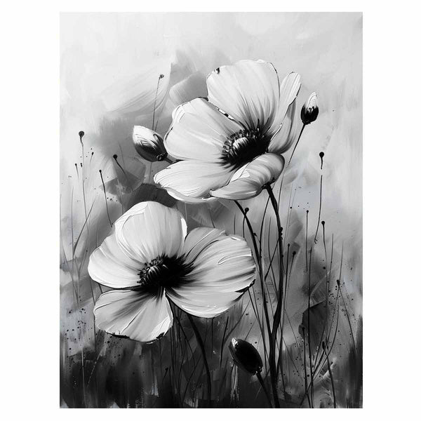 Black and white Flower Painting Art Print