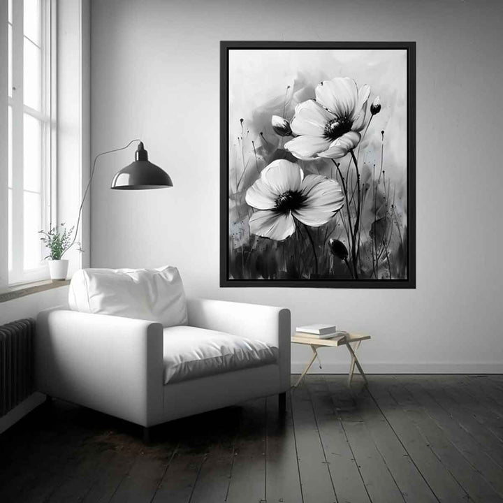 Black and white Flower Painting Art Print