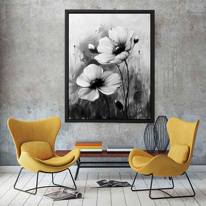 Black and white Flower Painting canvas Print