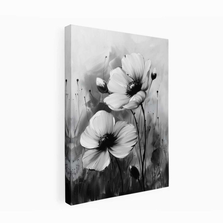 Black and white Flower Painting canvas Print
