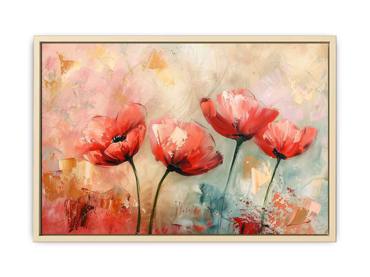Red Abstract Floral Painting framed Print