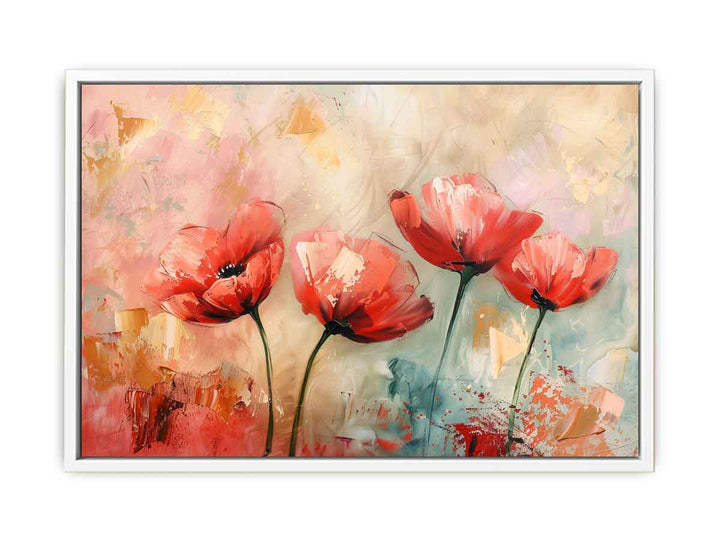 Red Abstract Floral Painting