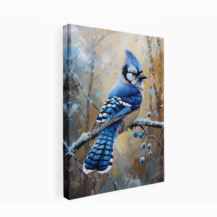 Jay  Blue  Bird Painting canvas Print