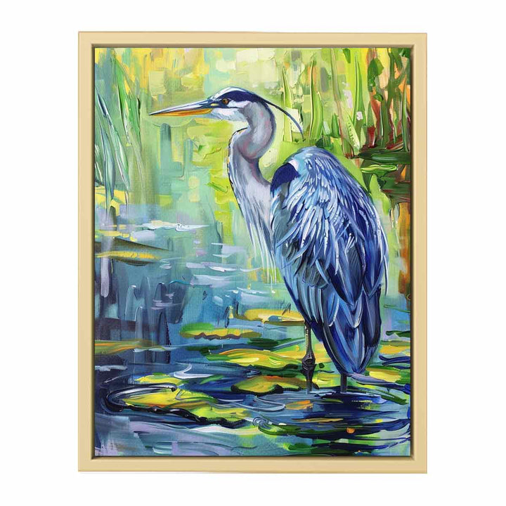 Blue Heron Painting framed Print