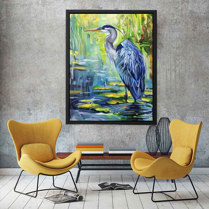 Blue Heron Painting canvas Print