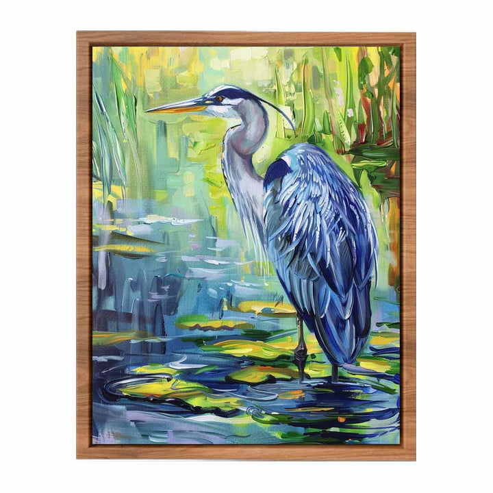 Blue Heron Painting framed Print