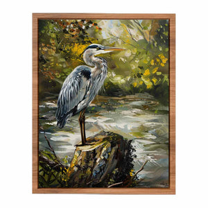 Grey Heron Bird Painting Poster