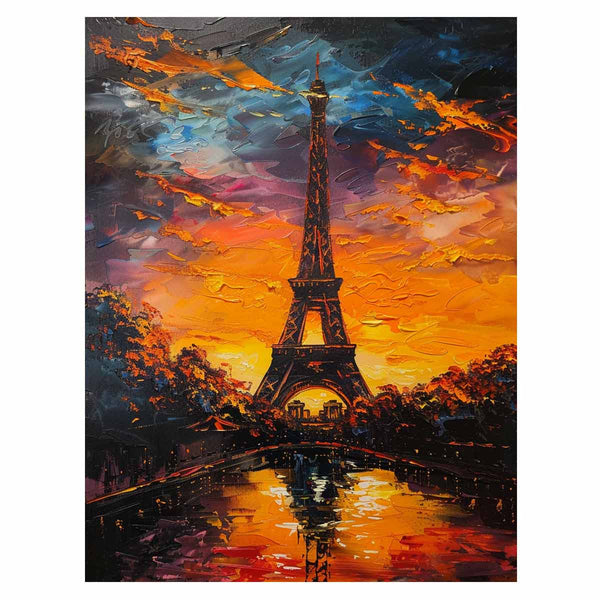 Eiffel Tower Sunset Painting Art Print