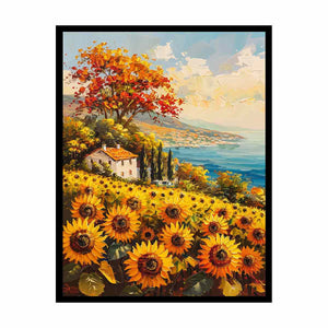 Sunflower Field House Canvas Print