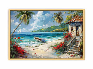 Caribbean Beach Painting Streched canvas