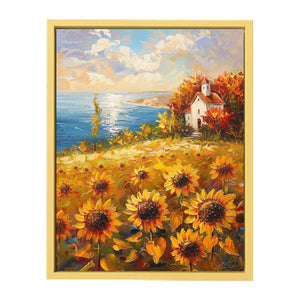 Sunflower Field House Streched canvas