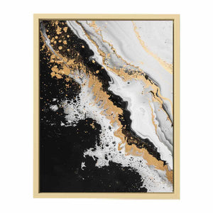 Black Gold Waves Painting Framed Print