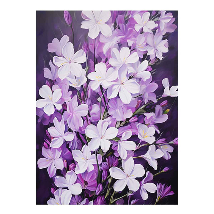 Flower Art Purple White Painting 
