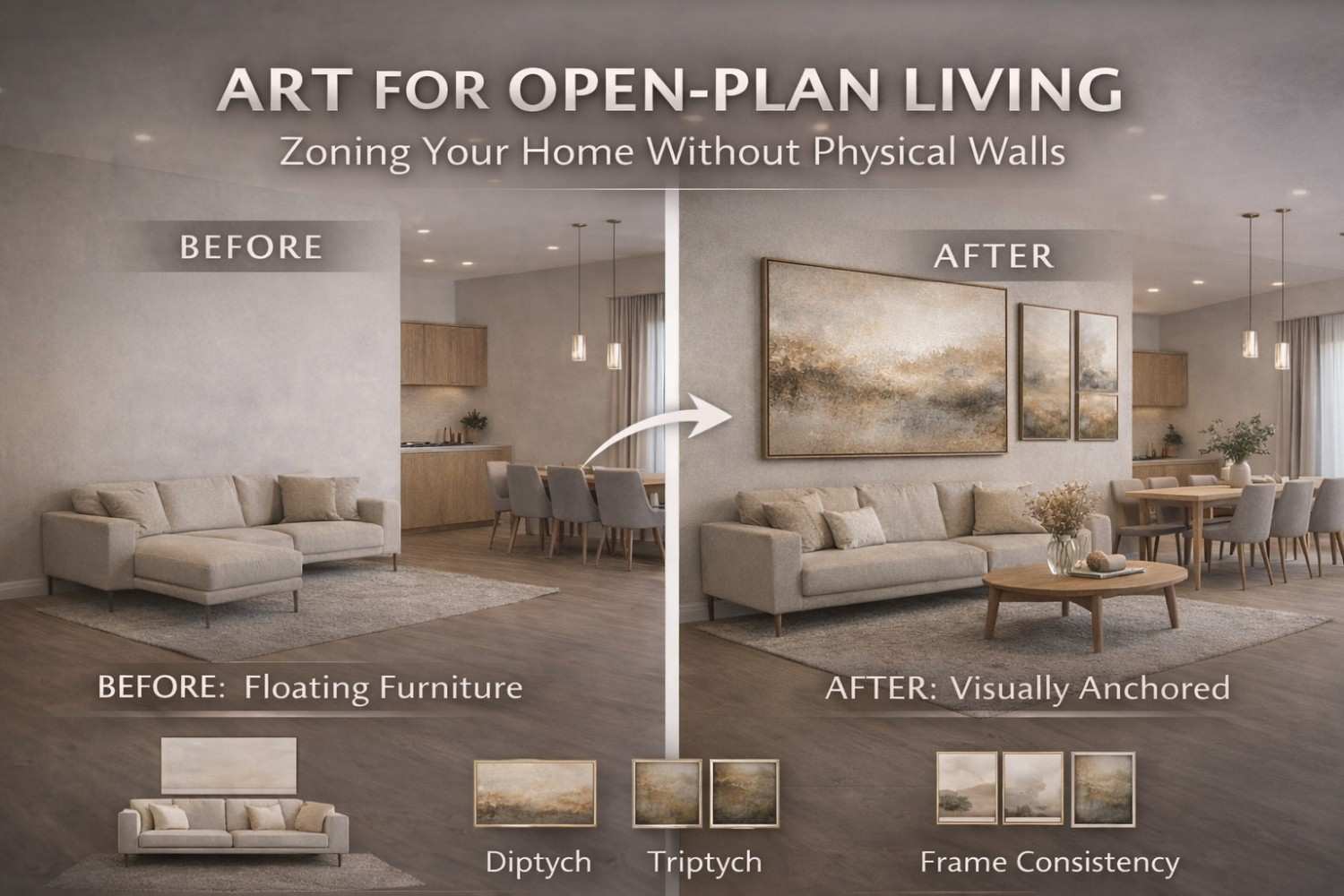 Art transforming open-plan living spaces