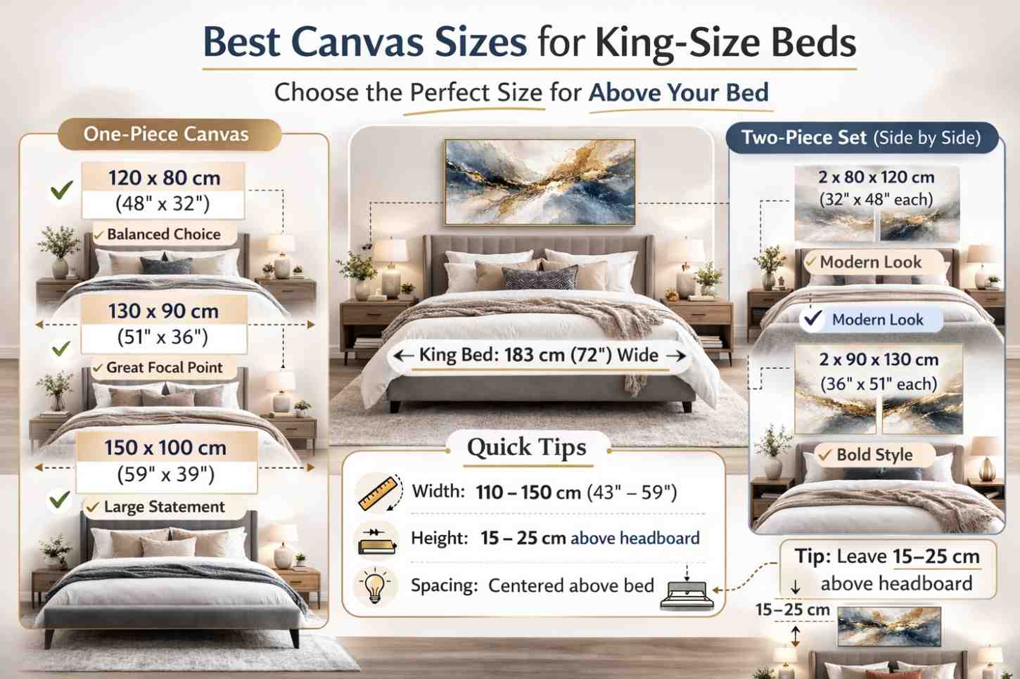 Canvas sizes for king-size beds