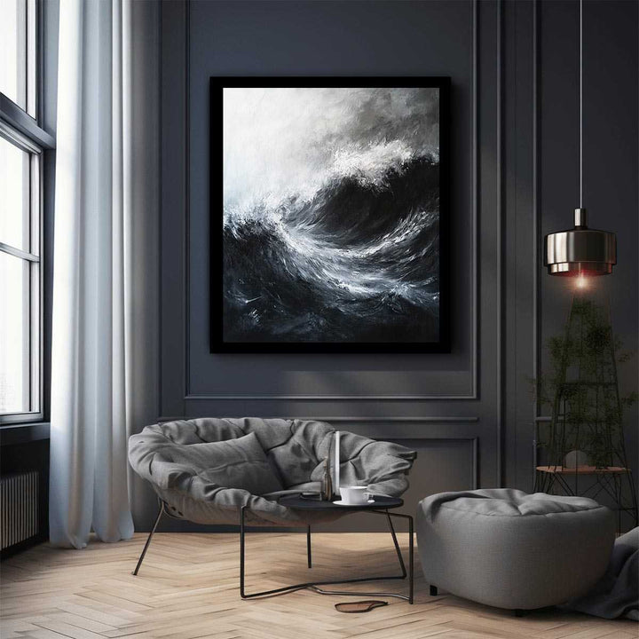 Black & white Waves  Art Print