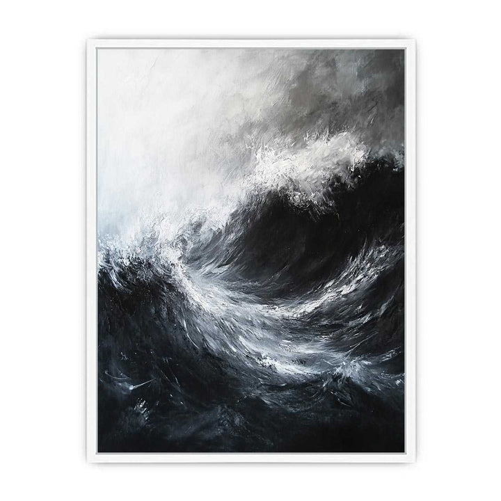 Black & white Waves Framed Print