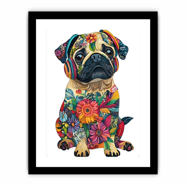 Whimsical Pug  Art Print