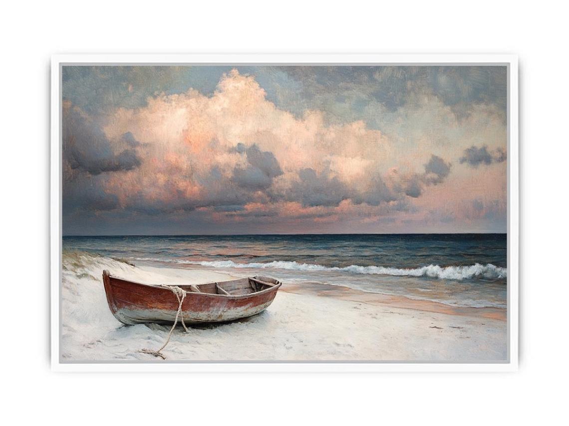 Boat on shore Framed Print