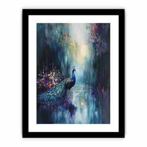 Peacock In Rain  Art Print