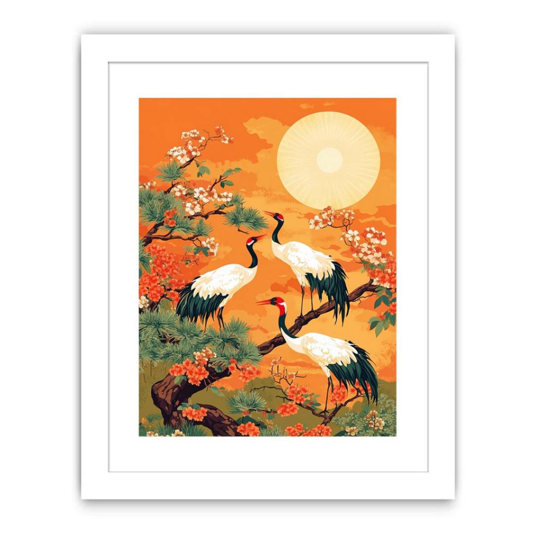 Whispering Cranes Of Twilight Streched canvas