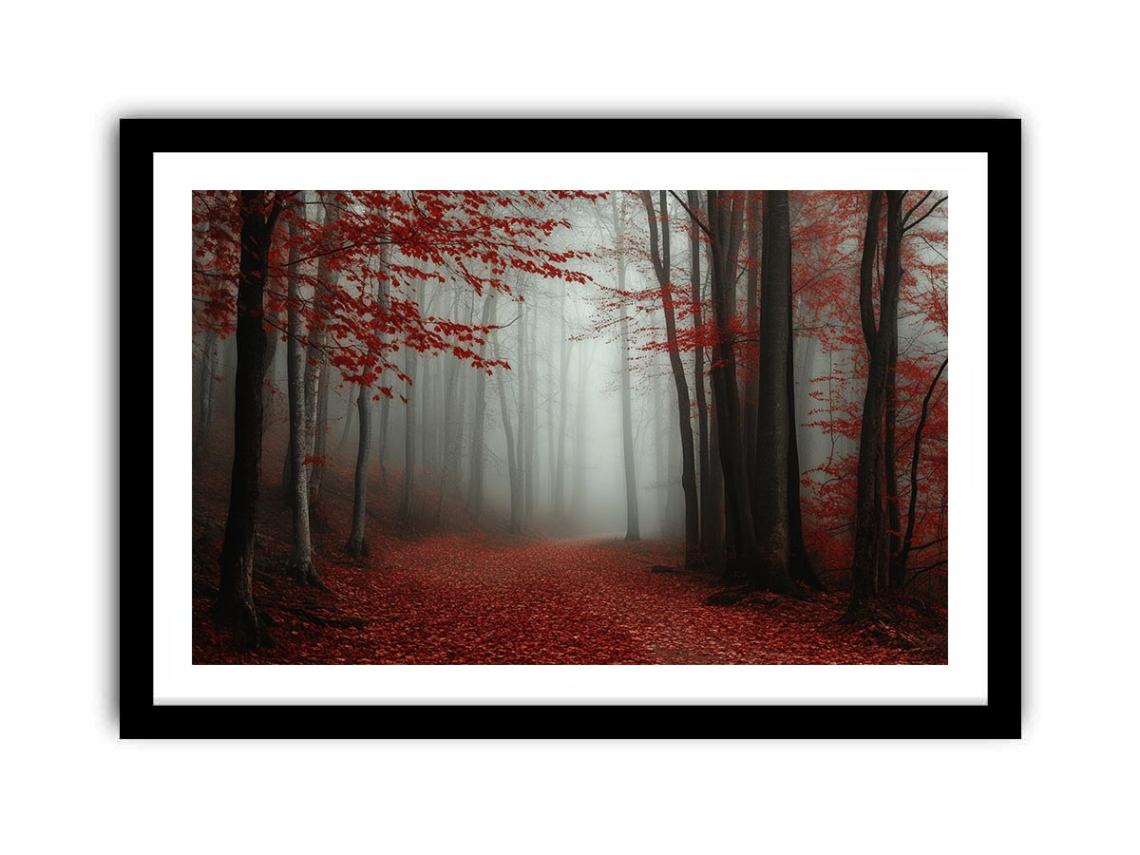 Misty  Red Forest  Art Print
