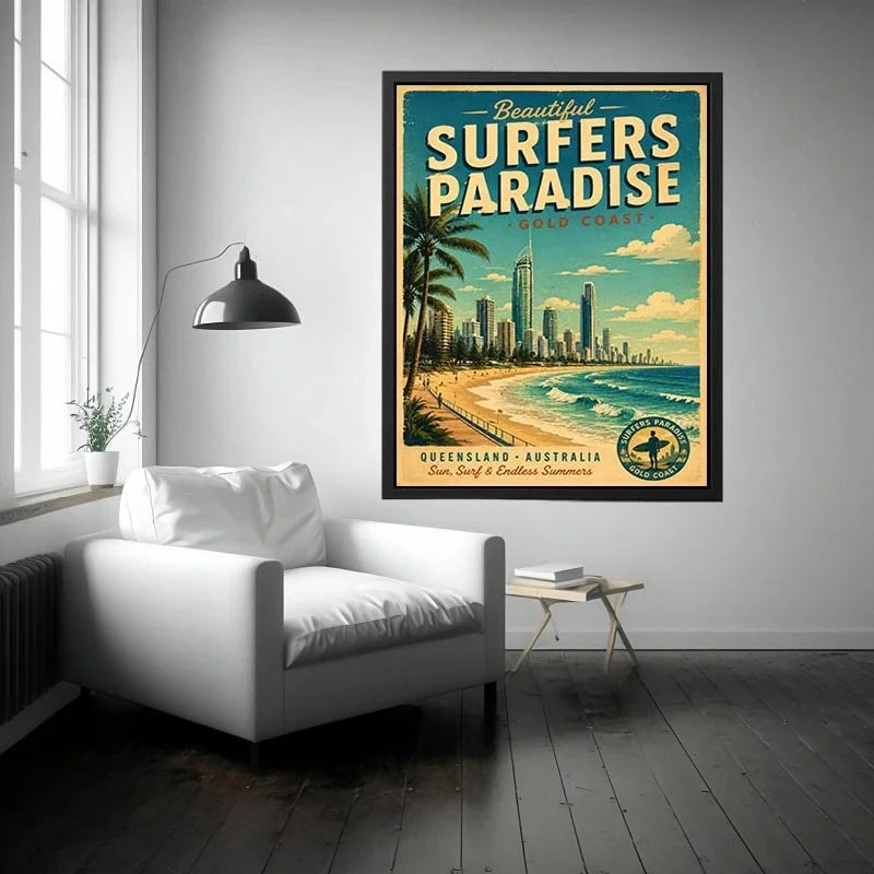 Surfers Paradise Vintage Travel Poster