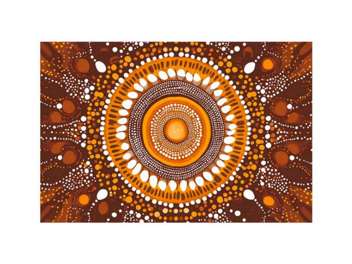 Earth Echoes dot art canvas print with ochre circular pattern for Australian living room styling