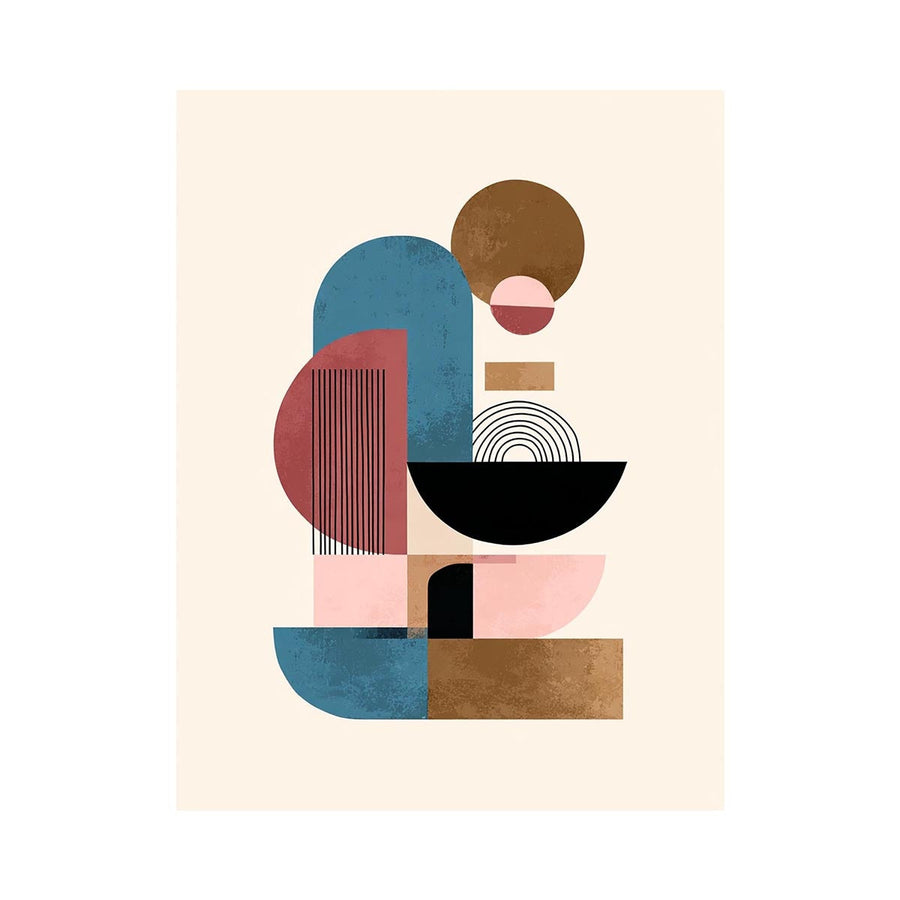 Midcentury Modern Echo geometric canvas print with muted retro colours