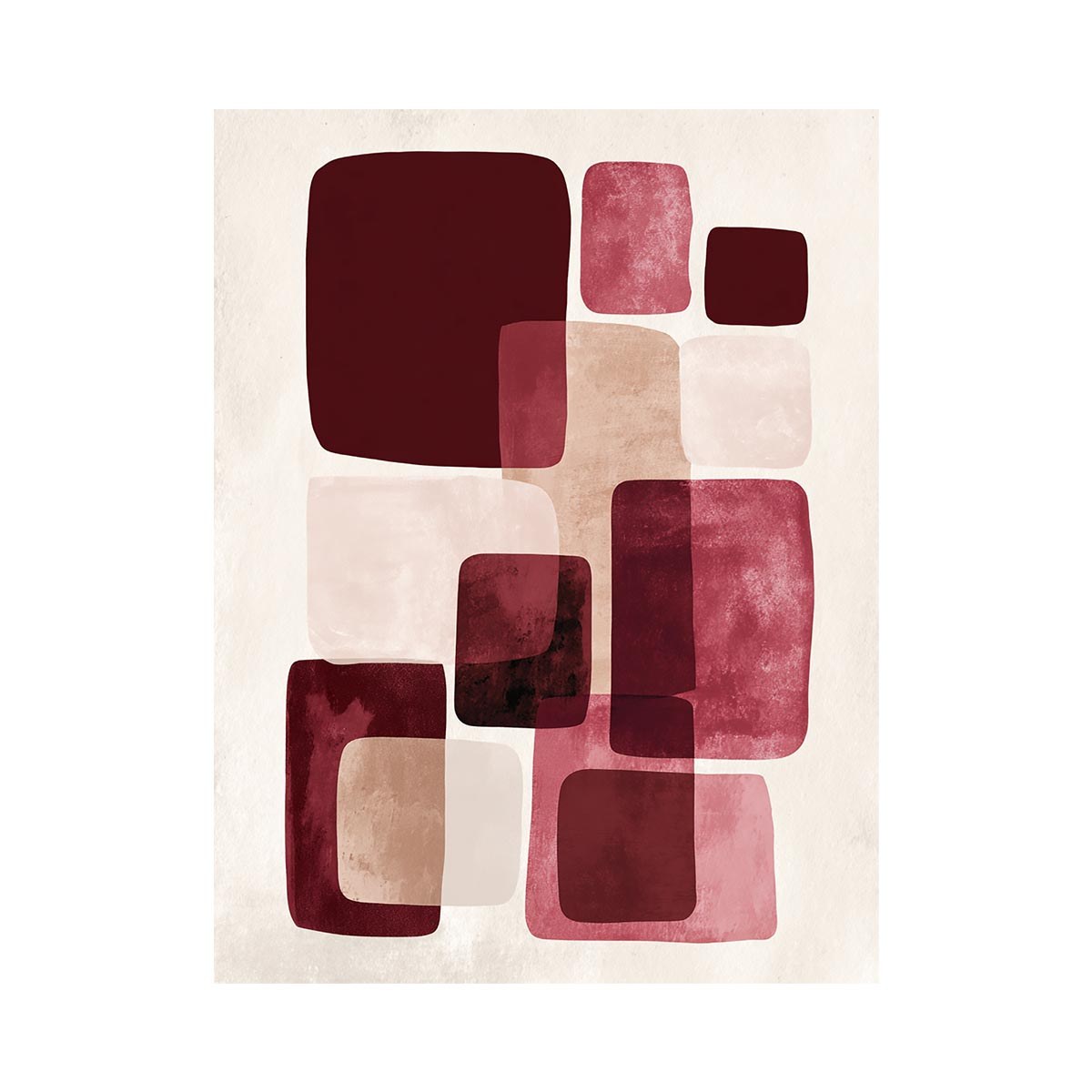 Modern burgundy geometric canvas art for warm bedroom decor.