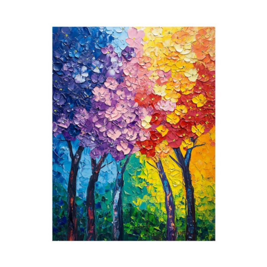 Colorful textured tree artwork for modern living room and office decor